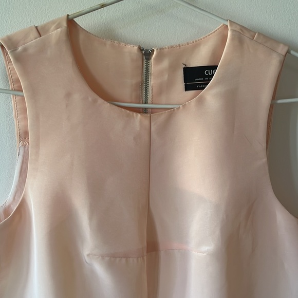 CUE Peach White High Neck Sheer Back Sleeveless Tank Top Blouse - Picture 9 of 13